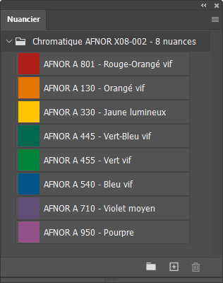 Nuancier chromatique AFNOR X08-002 8 couleurs