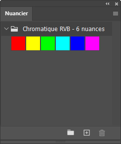 Nuancier chromatique RVB 6 couleurs