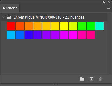 Nuancier chromatique AFNOR X08-010 21 couleurs