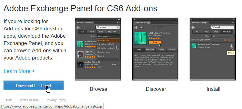 Adobe Exchange Panel for CS6