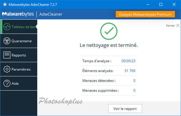 Nettoyage terminé