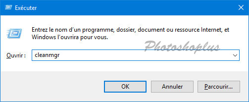 Commande Exécuter - ouvrir le Nettoyage de disque Commande Exécuter - ouvrir le Nettoyage de disque