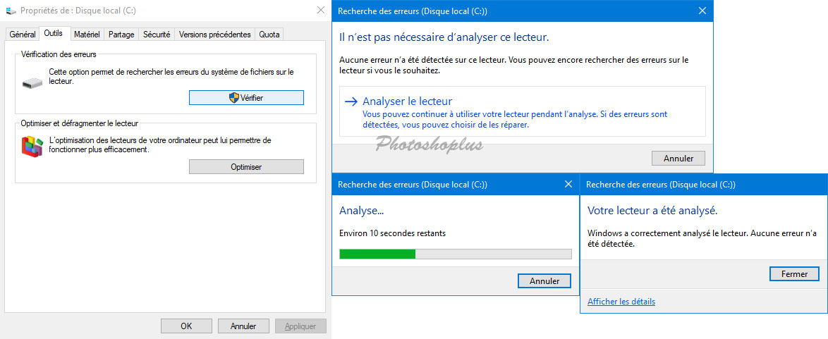 Vérification des erreurs de disque Vérification des erreurs de disque