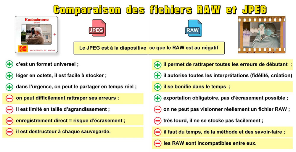 Comparaison des fichiers RAW et JPEG