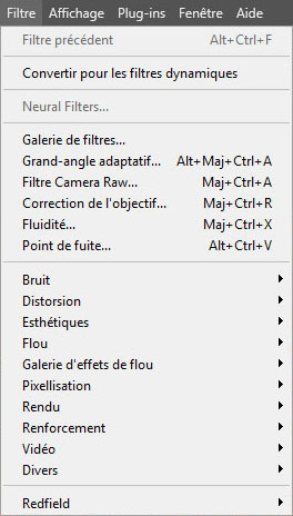 Menu Affichage