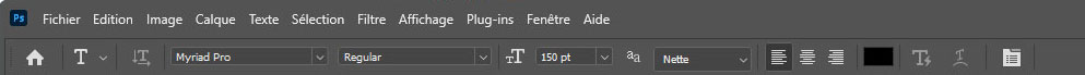 Options de l'outil Texte