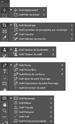 Exemples d'outil masqués
