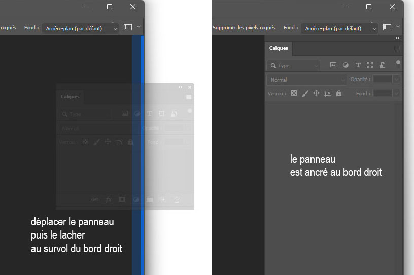 Espace de travail avec uniquement le panneau Calques