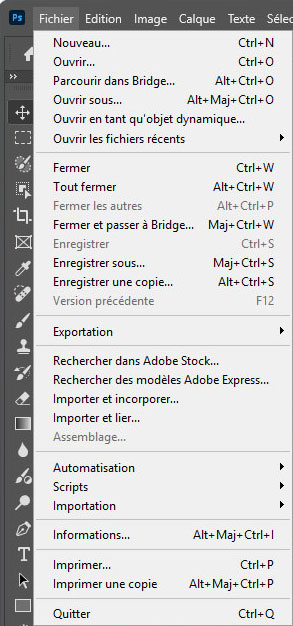 Menu Fichier