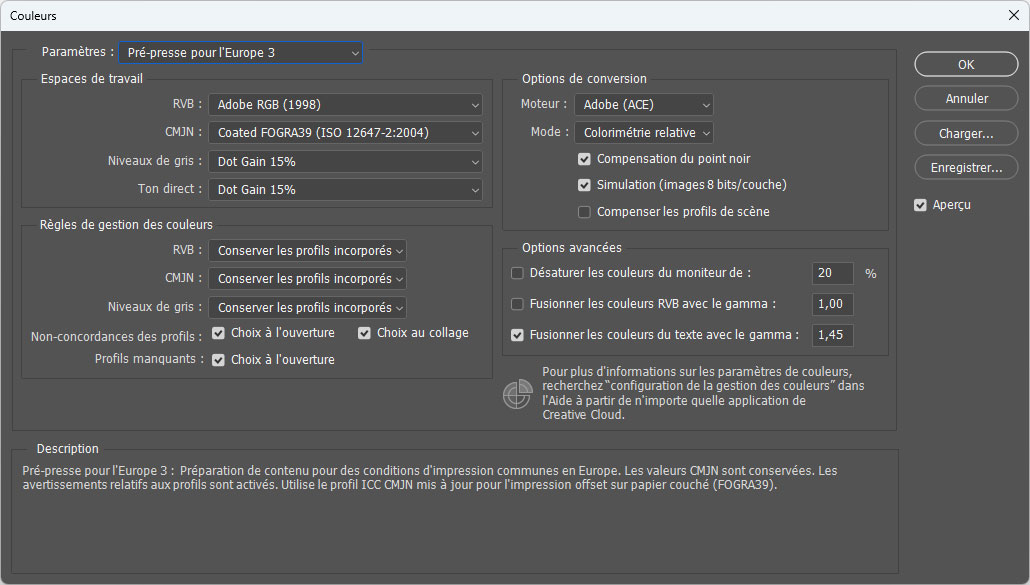 Gestion couleurs