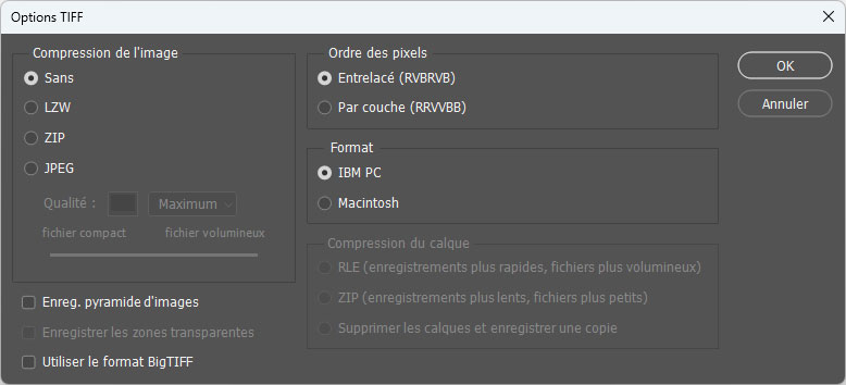 Enregistrer au format .tif