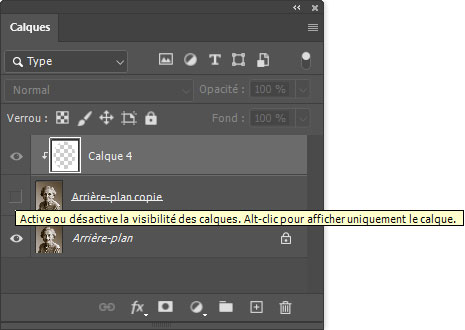 Masquer le calque et le calque écrêté