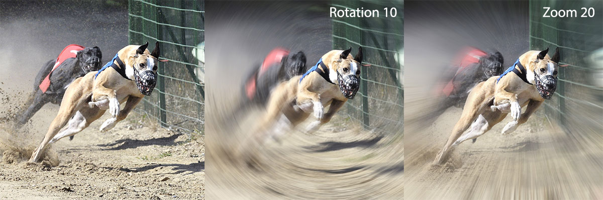 Exemple de Flou radial (au centre rotation et à droite le zoom) Exemple de Flou radial (au centre rotation et à droite le zoom)