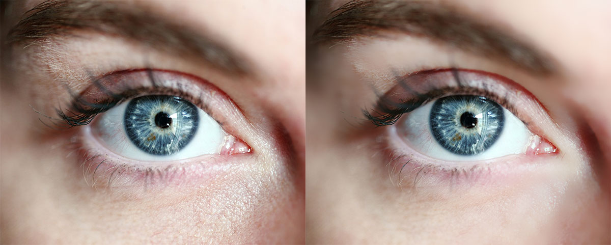 Exemple de lissage de la peau avec le filtre Flou de surface Exemple de lissage de la peau avec le filtre Flou de surface