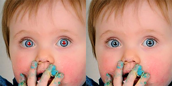Exemple de correction des yeux rouges Exemple de correction des yeux rouges