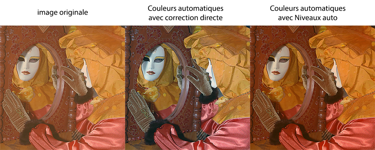 Comparaison entre les 2 méthodes : correction auto directe et correction auto avec Niveaux Comparaison entre les 2 méthodes : correction auto directe et correction auto avec Niveaux