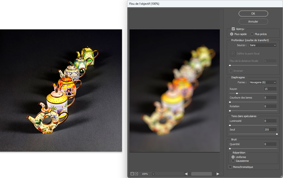 Exemple de flou de l'objectif Exemple de flou de l'objectif