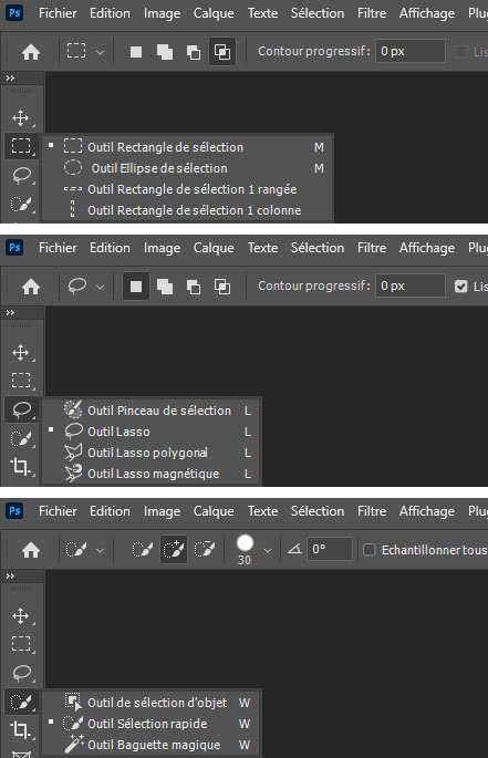 Les outils de sélection
