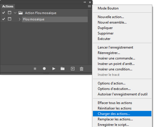 Charger l'action