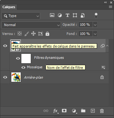 Modifier le filtre Flou mosaIque