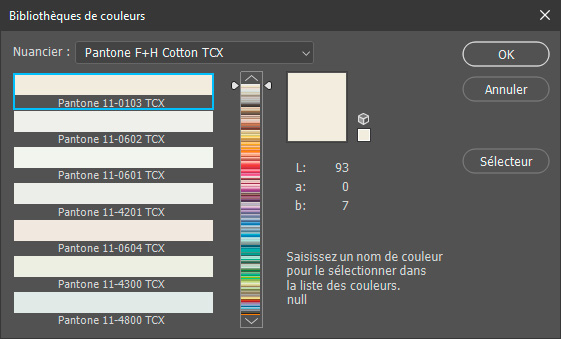 Bibliothèques de couleurs Pantone F+H Cotton