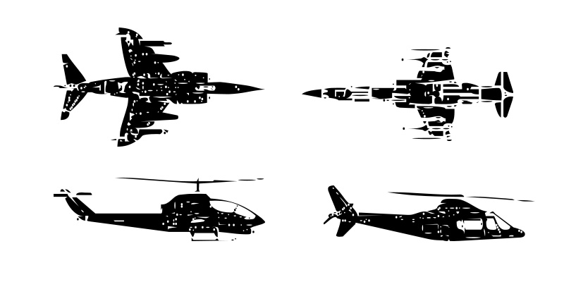 Formes personnalisées Avions et hélicoptères 01