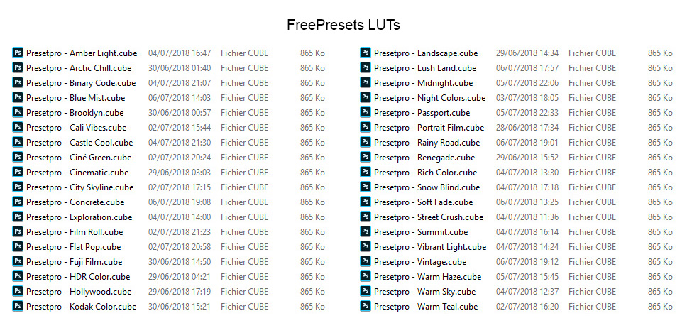 LUTs FreePresets