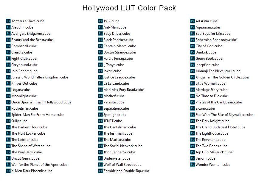 LUTs Hollywood Color Pack