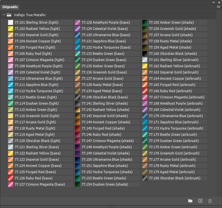 Dégradés Vallejo True Metallic Dégradés Vallejo True Metallic