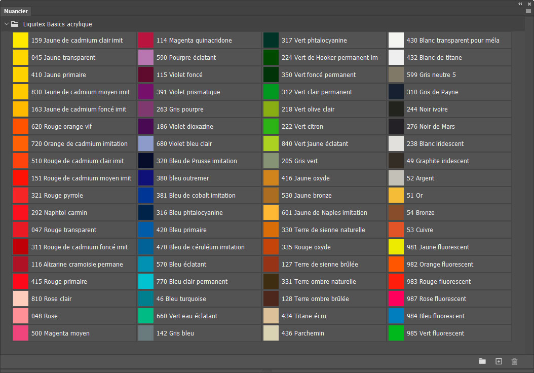 Nuancier Basics acrylique Nuancier Basics acrylique