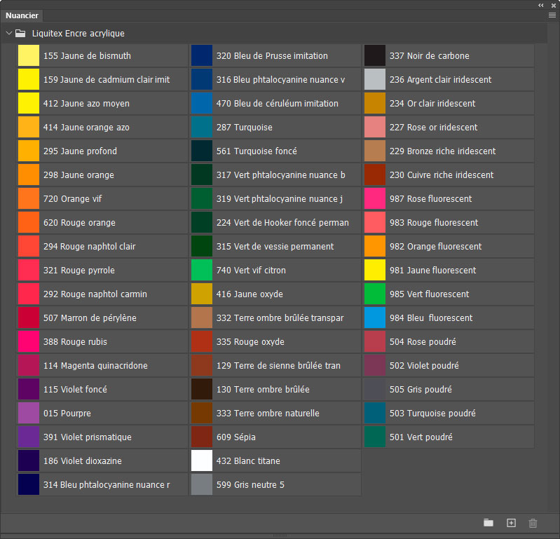 Nuancier Encre acrylique Nuancier Encre acrylique