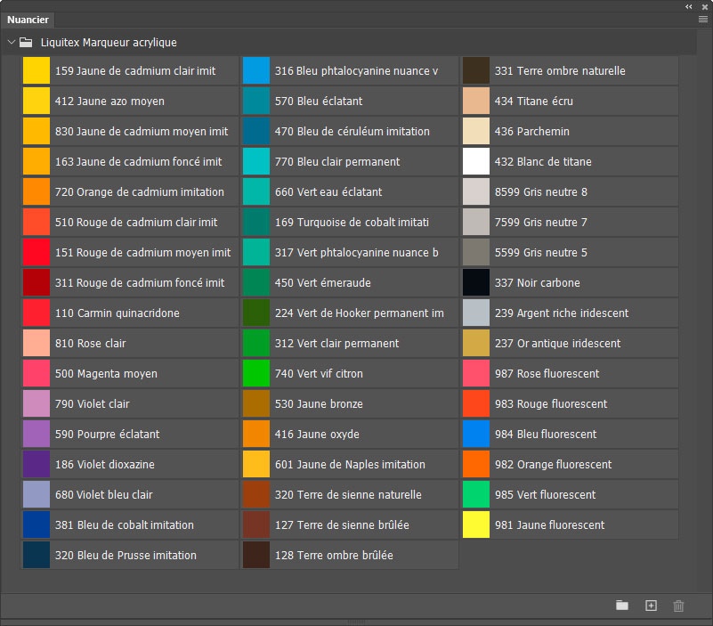 Nuancier Marqueur acrylique Nuancier Marqueur acrylique