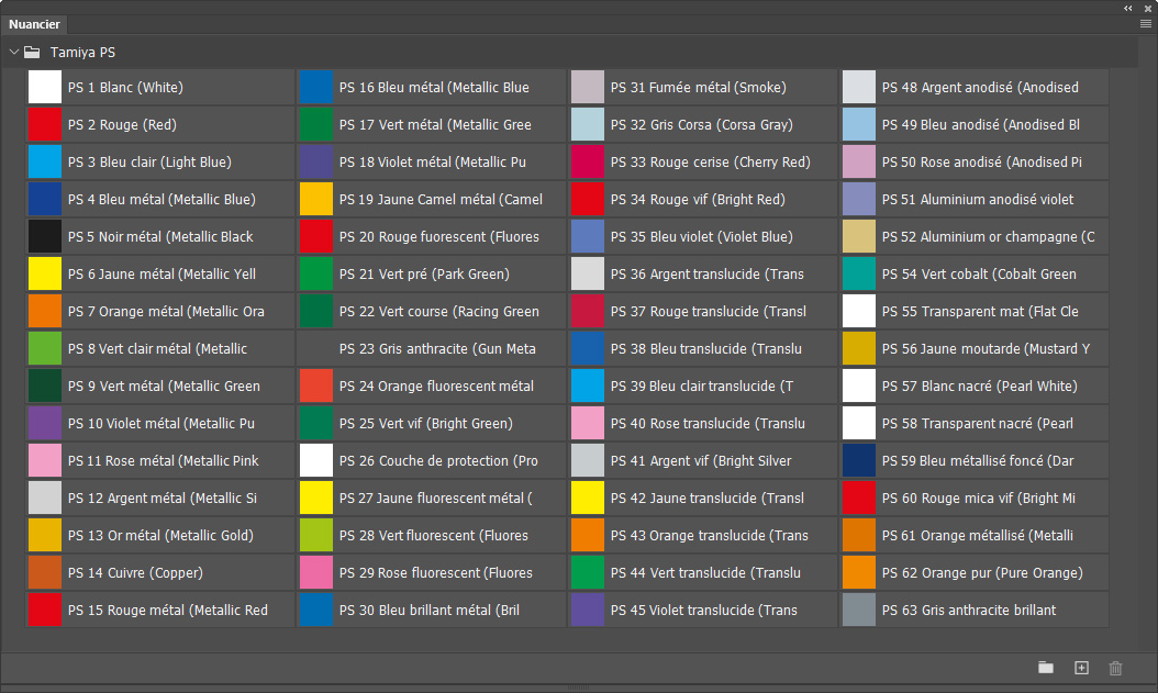 Nuancier Tamiya Spray PS