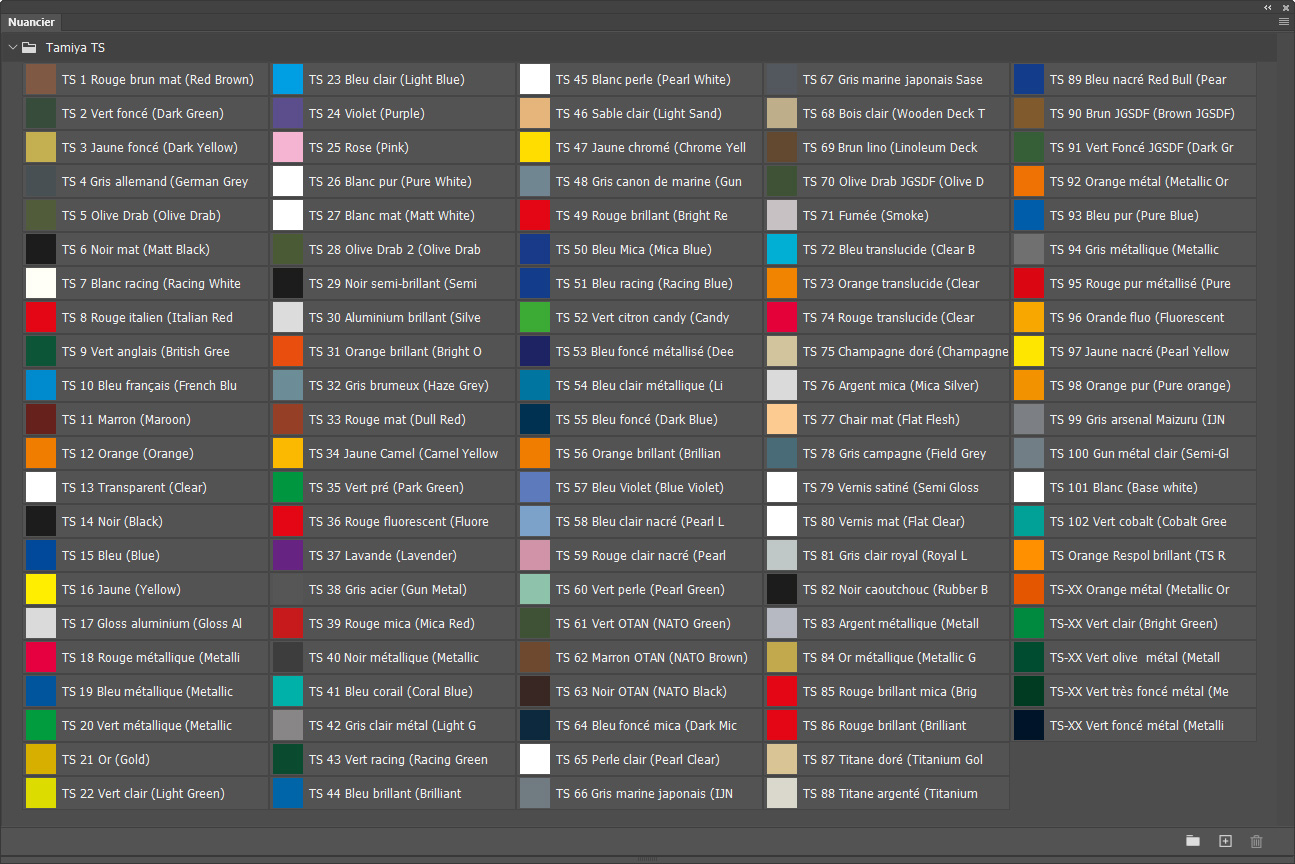 Nuancier Tamiya Spray TS