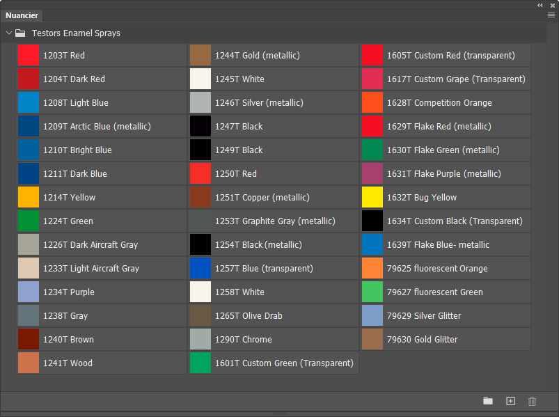 Nuancier Testors Enamel Sprays