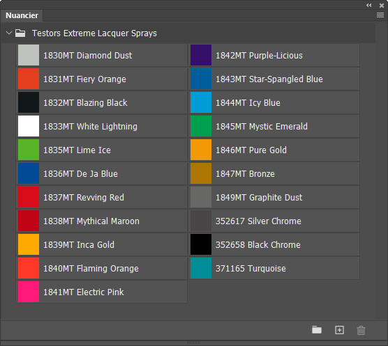 Nuancier Testors Extreme Lacquer Sprays
