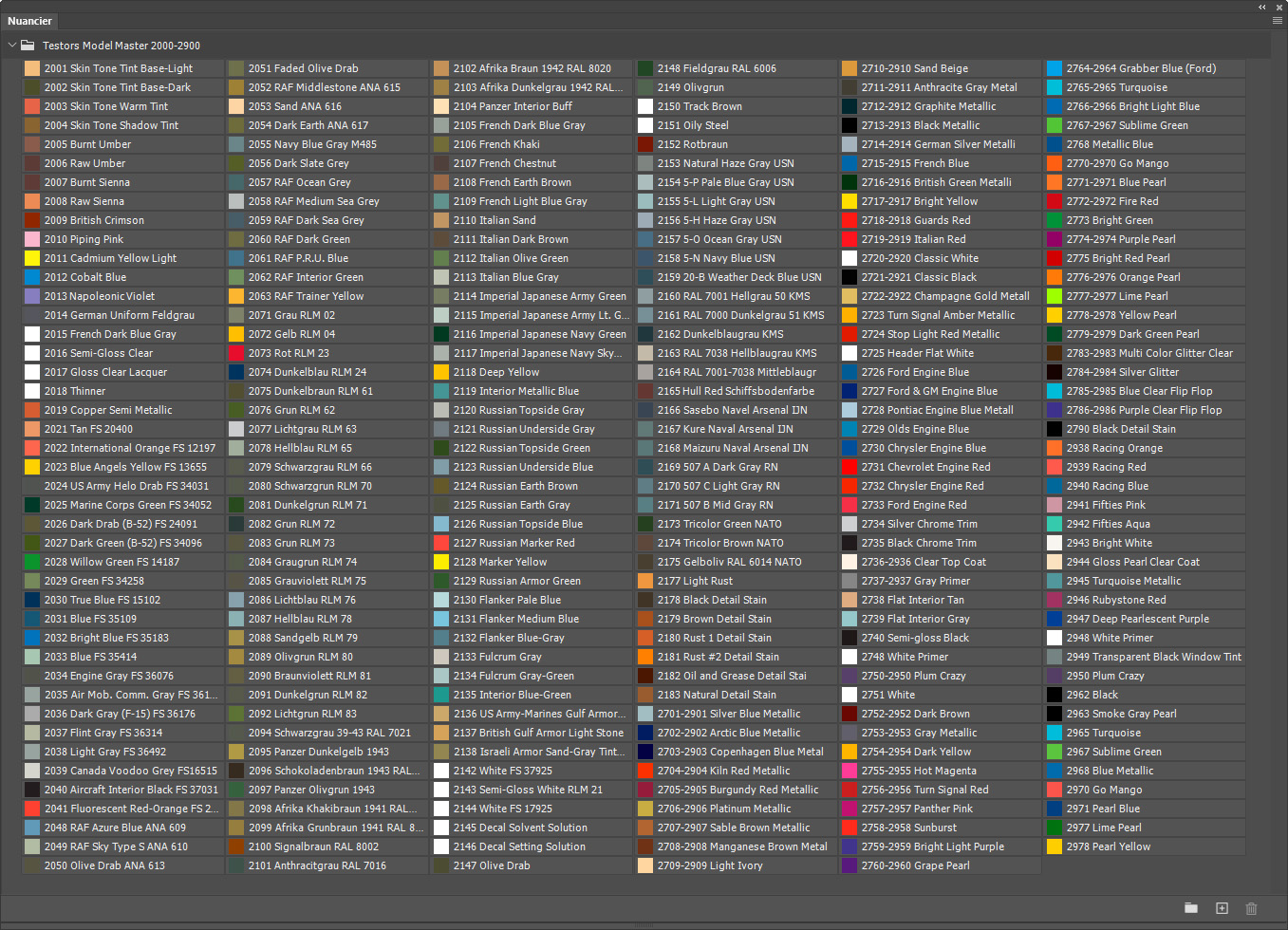 Nuancier Model Master 2000-2900 Nuancier Model Master 2000-2900