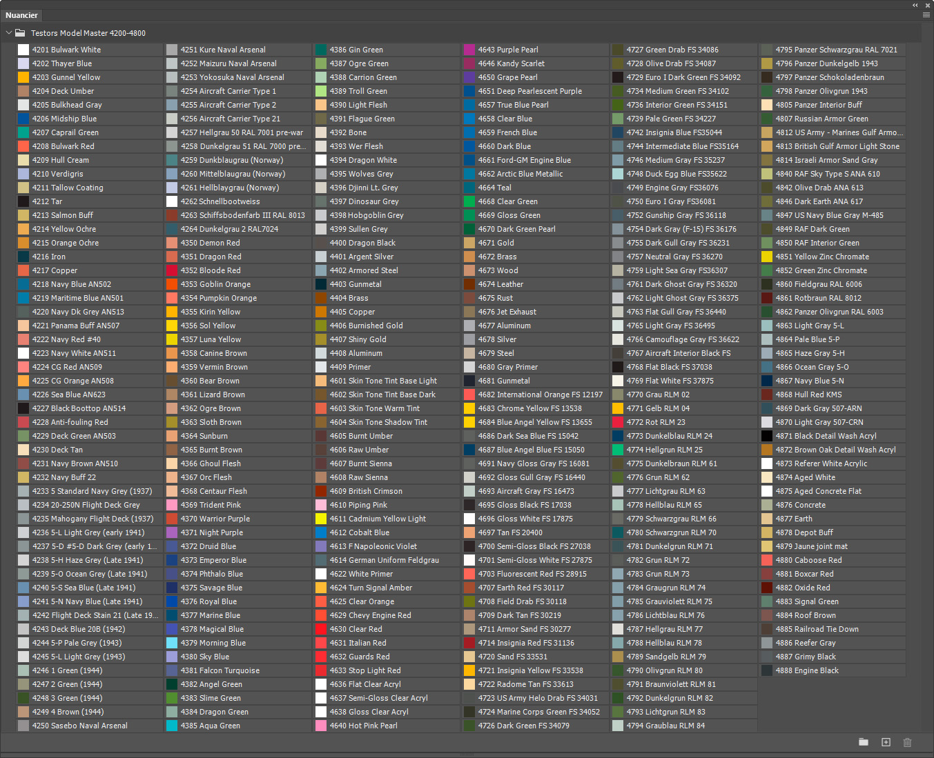 Nuancier Model Master 4200-4800 Nuancier Model Master 4200-4800