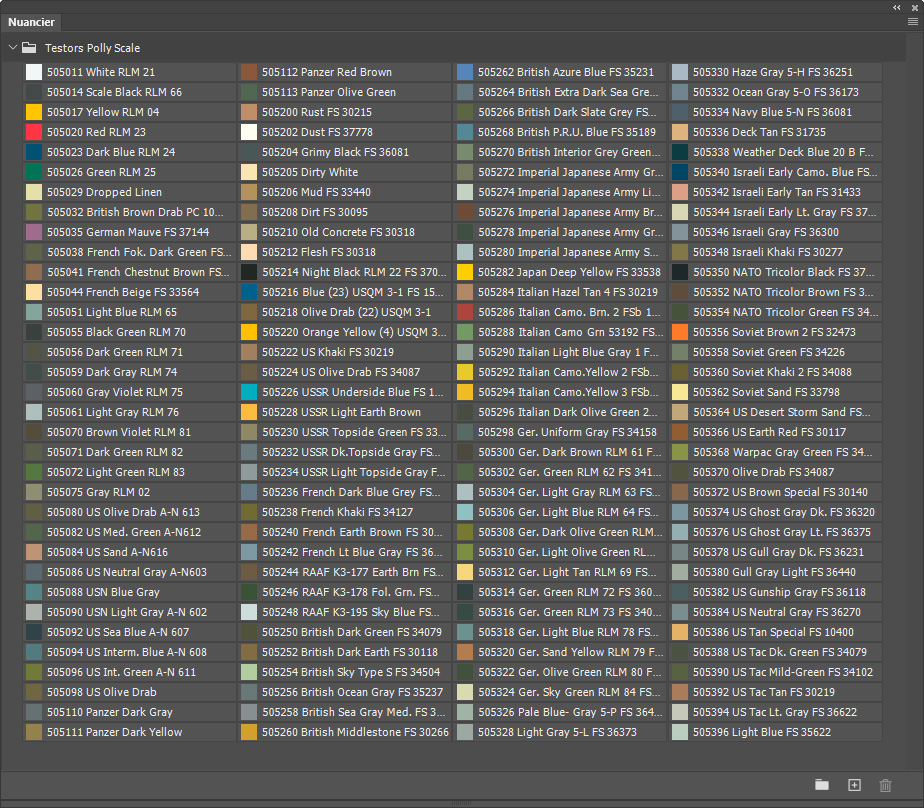 Nuancier Testors Polly Scale