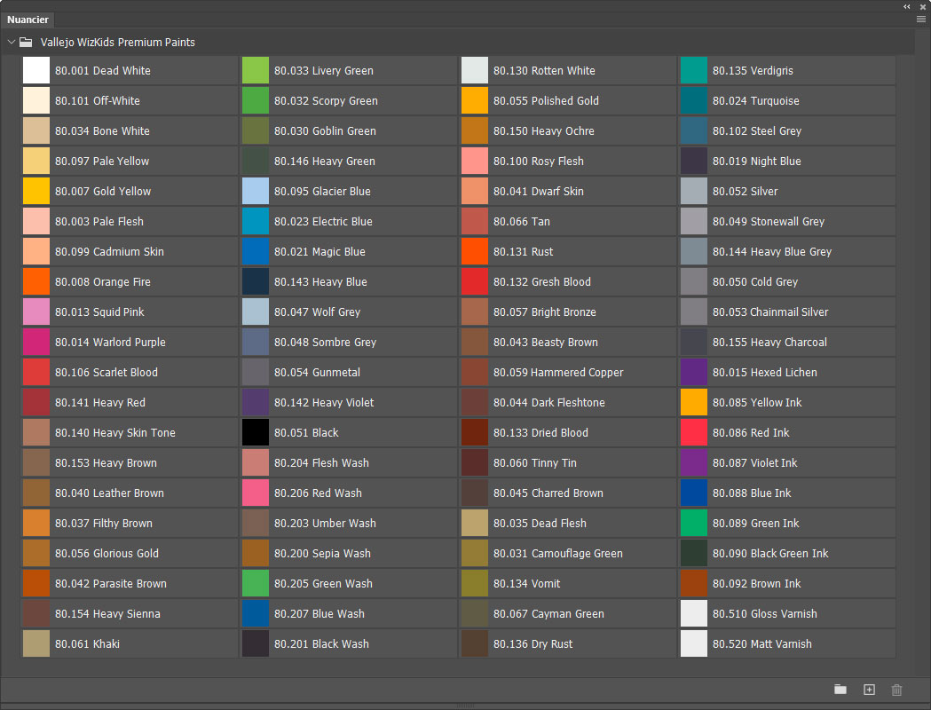 Nuancier Vallejo WizKids Premium Paints Nuancier Vallejo WizKids Premium Paints