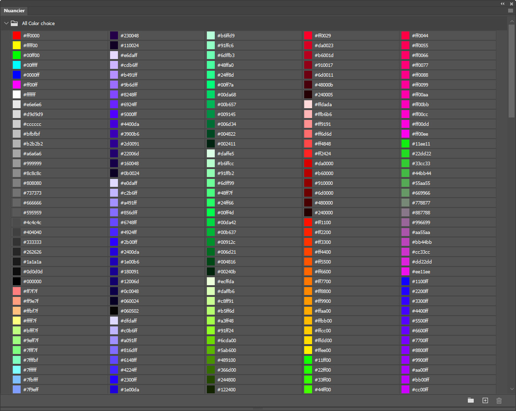 Nuancier All Color choice