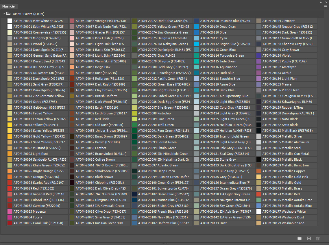 Nuancier AMMO Paints (ATOM)
