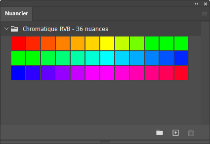 Nuancier chromatique RVB 36 nuances