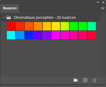 Nuancier chromatique perception 20 couleurs