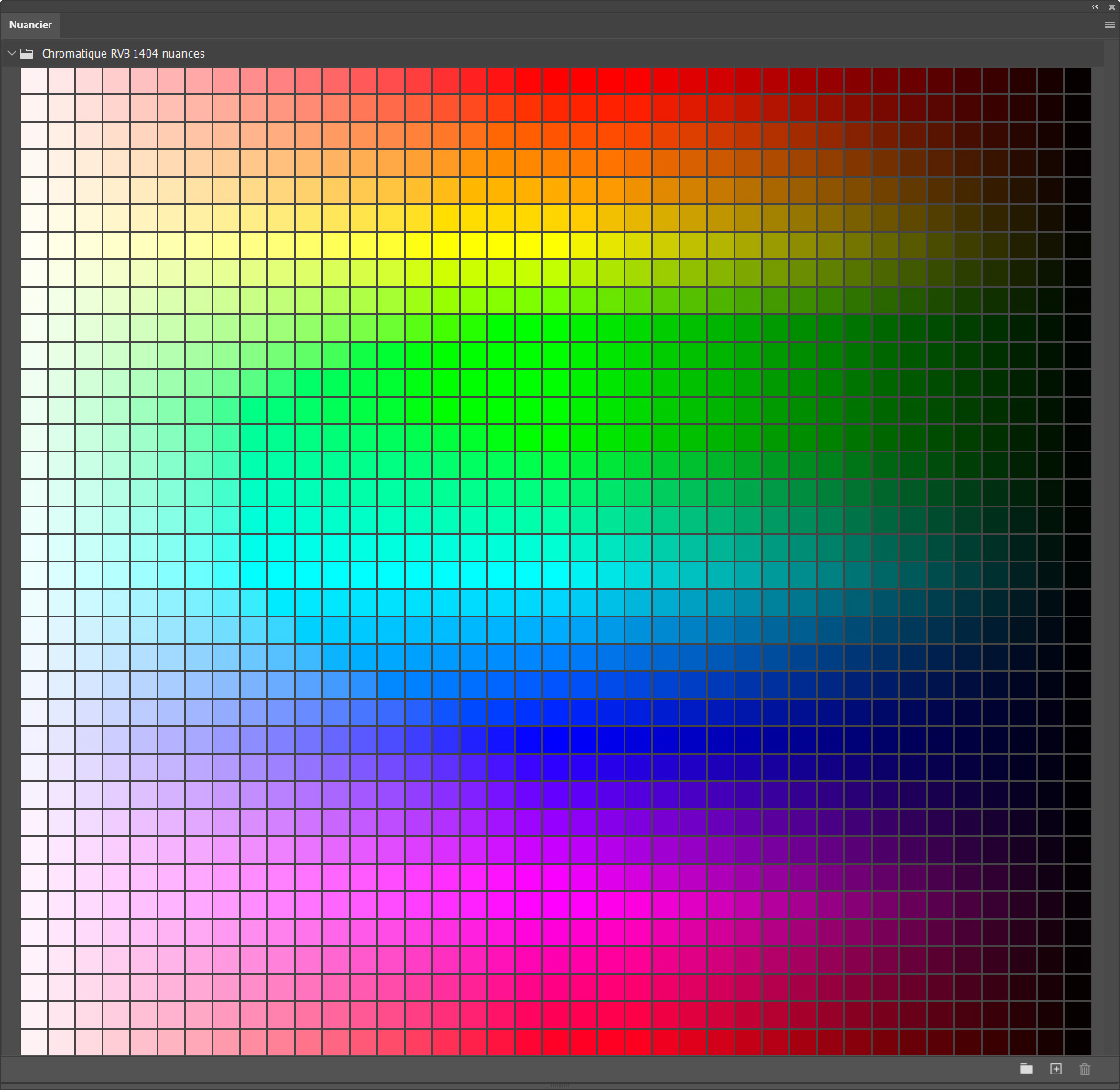 Nuancier chromatique RVB 1404 couleurs