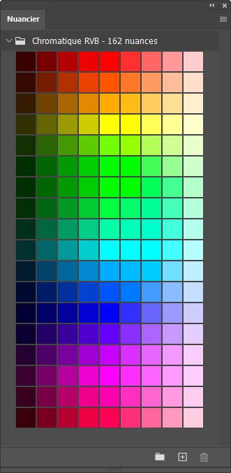 Nuancier chromatique RVB 162 couleurs