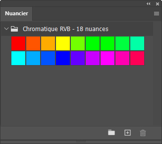 Nuancier chromatique RVB 18 nuances