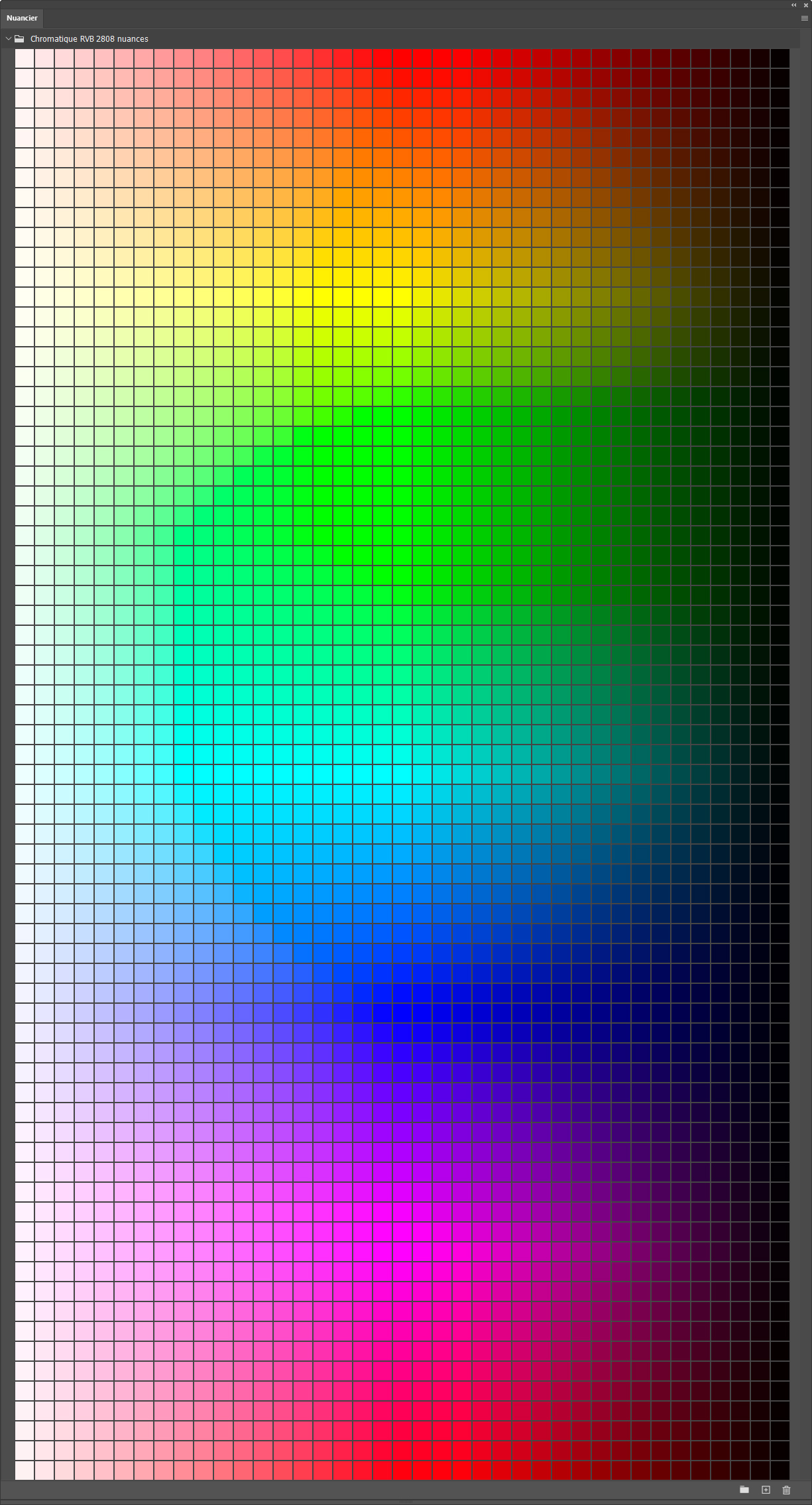 Nuancier chromatique RVB 2808 couleurs