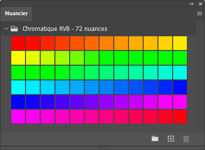 Nuancier chromatique RVB 72 couleurs