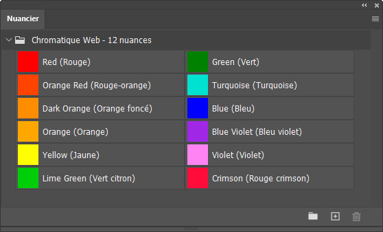 Nuancier chromatique Web 12 nuances